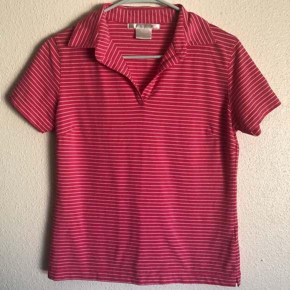 Nike Tops - Nike Golf Pink/White Striped Polo